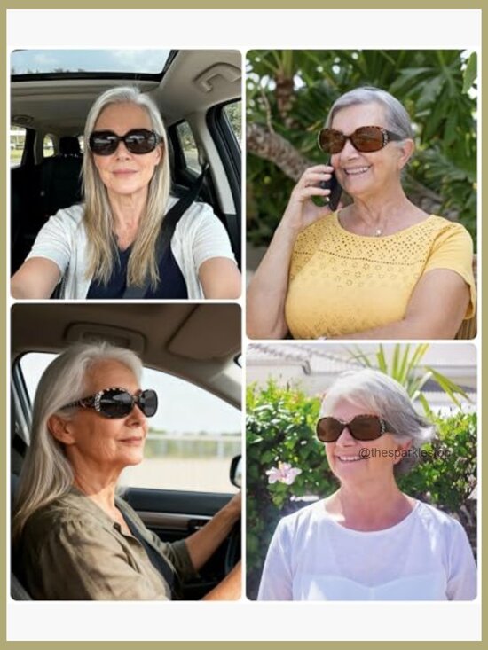 Retro Polarized Sunglasses Rhinestone Cateye Classic UV Protection Driving main image 4